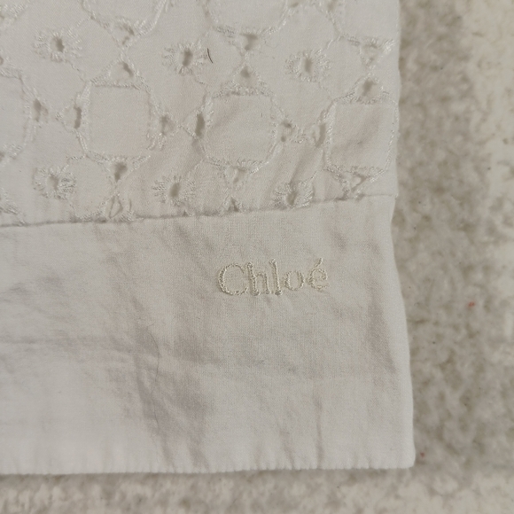 Vintage 90s Chloe Top Womens 10 White Cropped Tank Eyelet Broderie Anglaise Y2K - Picture 5 of 11